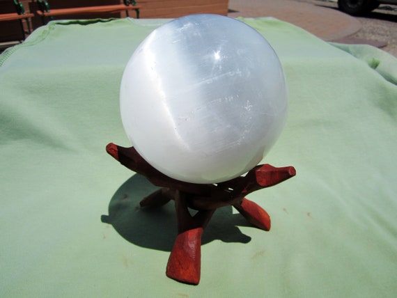 X-Large SELENITE SPHERE with Wooden Stand 1755g / 11cm