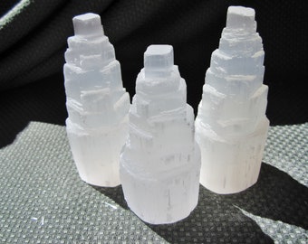 SELENITE TOWER / Skyscraper Rough Lot of (3) Morocco 4" in.