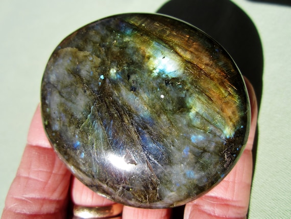 LABRADORITE Polished Palm Stone Touch Worry Madagascar 113g