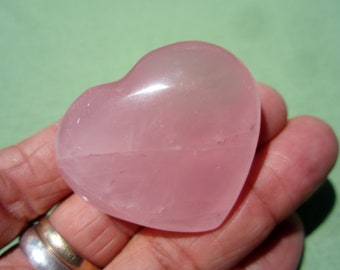 ROSE QUARTZ HEART Polished Palm Stone Touch Worry Madagascar 43g / 1 1/2" inch