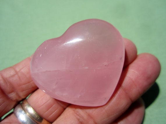 ROSE QUARTZ HEART Polished Palm Stone Touch Worry Madagascar 43g / 1 1/2" inch