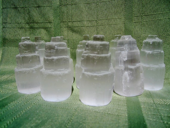 SELENITE TOWER Skyscraper Mini Small Rough Lot of (10) Morocco 2 1/2" in