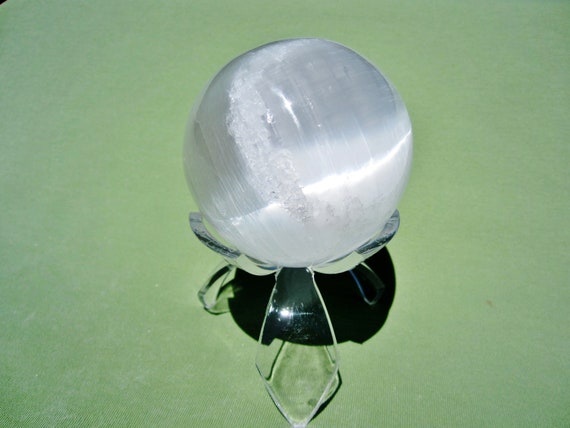 SELENITE SPHERE with Acrylic Stand Polished Morocco 6.5cm / 388g