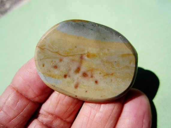 POLYCHROME JASPER Polished Palm Stone Pocket Touch Worry Madagascar 17g