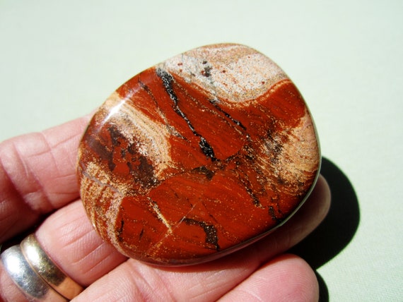 Red FLOWER JASPER Polished Pocket Palm Stone 45g