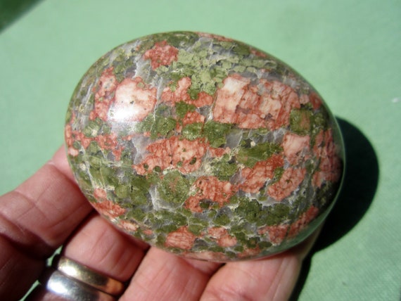 UNAKITE Polished Palm Stone Touch Worry India 149g / 2 1/2" inch