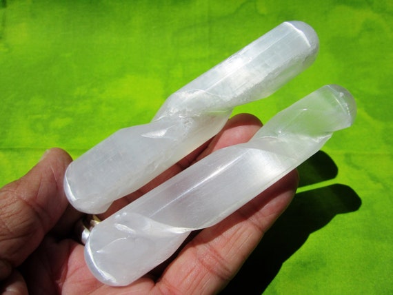 SELENITE WAND Lot of (2) 4" in. Polished Morocco 120g