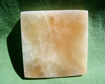 Orange SELENITE Flat Square Charging Station Polished Large Morocco 291g