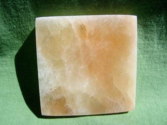 Orange SELENITE Flat Square Charging Station Polished Large Morocco 291g