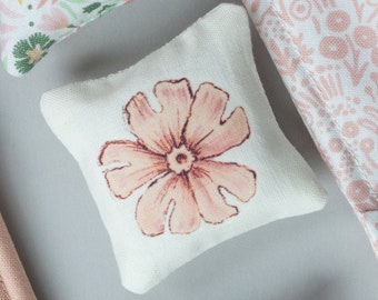 Dollhouse Miniature Pink Floral Pillow