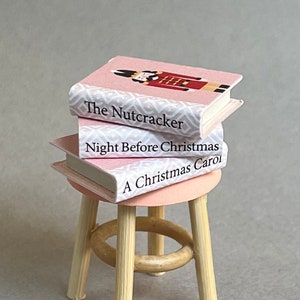 Set of Three Dollhouse Christmas Books, Miniature Holiday Books