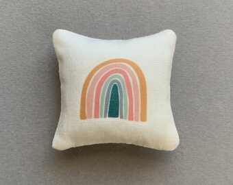 Rainbow Dollhouse Pillow, 1:12 Scale,  Miniature Pillow, Boho Dollhouse Pillow