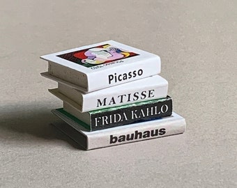 Ensemble de quatre livres d'art miniatures, livres de table basse pour maison de poupée, livres d'art pour maison de poupée