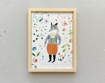 Miniature Floral Fox Portrait