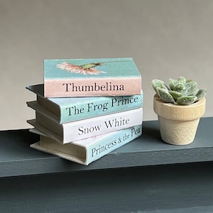 Miniature Fairy Tale Books, Set of Four Dollhouse Children&#39;s Books