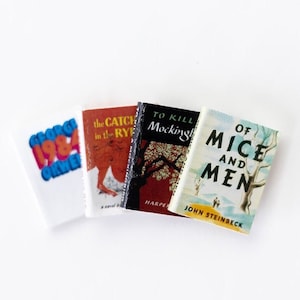 Set of Four Miniature Banned Books, Classic Miniature Book Set, Miniature Novels