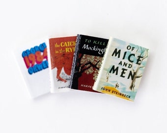 Dollhouse Miniature Books, Miniature Novels, Set of Four Miniature Banned Books