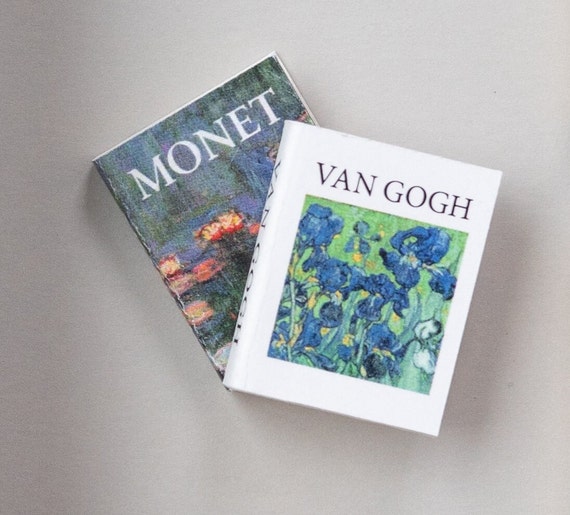 Miniature Art Books, Vincent Van Gogh and Claude Monet Books by MyTinyNestMiniatures
