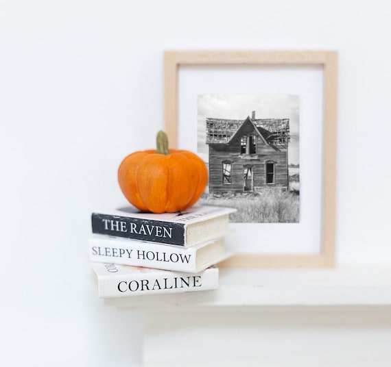 Miniature Horror Classic Book  & Pumpkin Set by MyTinyNestMiniatures