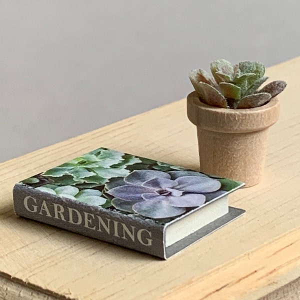 Dollhouse Gardening Book and Plant, Dollhouse Plant, Modern Miniature, Miniature Plant, Dollhouse Succulent, Dollhouse Accessory