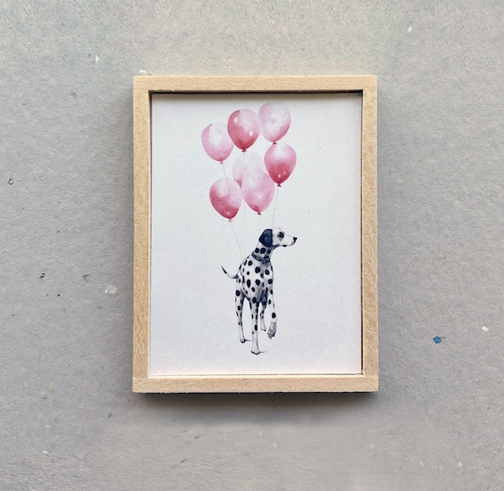 Modern Miniature Framed Dalmation Watercolor Portrait by MyTinyNestMiniatures
