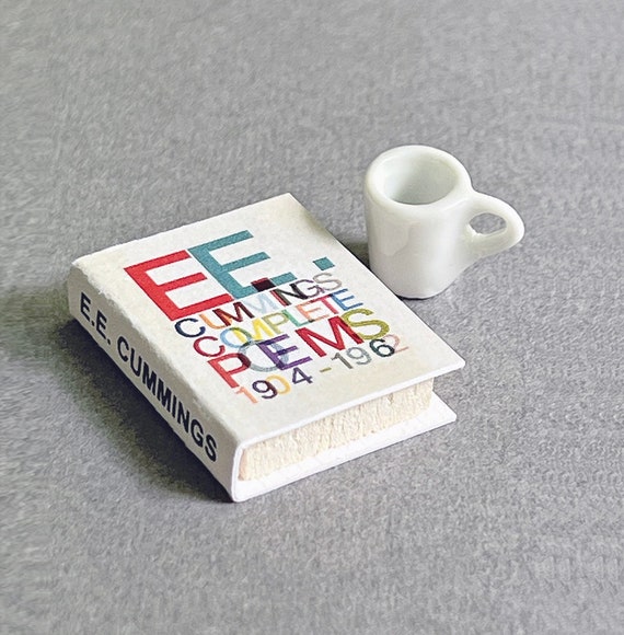 Miniature EE Cummings Book and Mug Set by MyTinyNestMiniatures