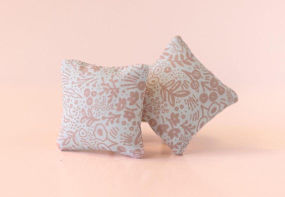 Pink Floral Dollhouse Pillows, Set of Two by MyTinyNestMiniatures