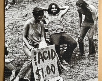 Woodstock 1969 iconic vintage photo -blotter art- 7.5" x 7.5"