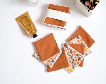 Reusable make up remover pads, halzelnut and nature pattern