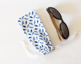 Etui lunettes oiseaux bleus, étui lunettes de soleil