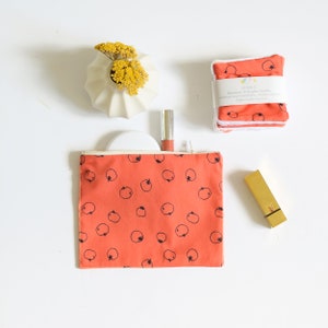 Pink zipped pouch, coral pink and tomato image 1