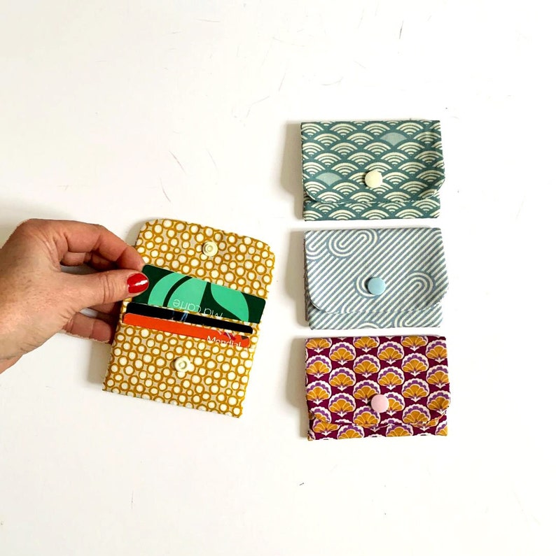 Colorful Fabric Card holder with 3 compartments image 1