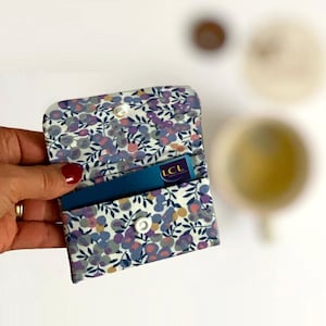 Colorful Fabric Card holder with 3 compartments 11-Liberty bleu