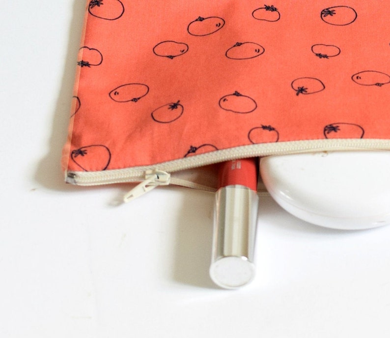 Pink zipped pouch, coral pink and tomato image 6