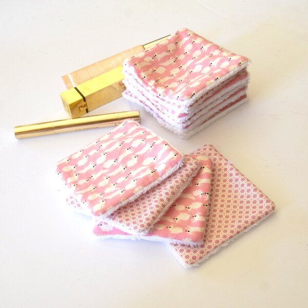 7 pink reusable make up pads, washables wipes