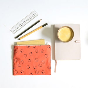 Pink zipped pouch, coral pink and tomato image 3