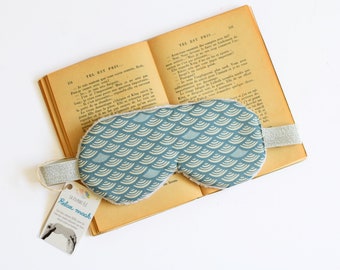 Sleep Mask, travel mask, grey blue scales