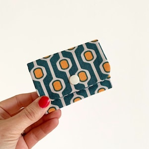 Colorful Fabric Card holder with 3 compartments 1-vert orange sev