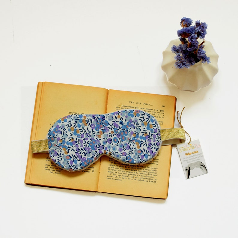 Sleep Mask, travel mask, blue liberty fabric image 2