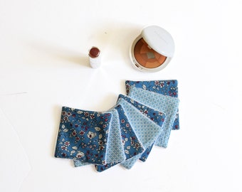 7 blue flowers reusable make up pads