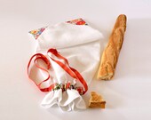 Cotton bread bag , foldable bread bag, white and nautical , ecofriendly bag , kitchen bag
