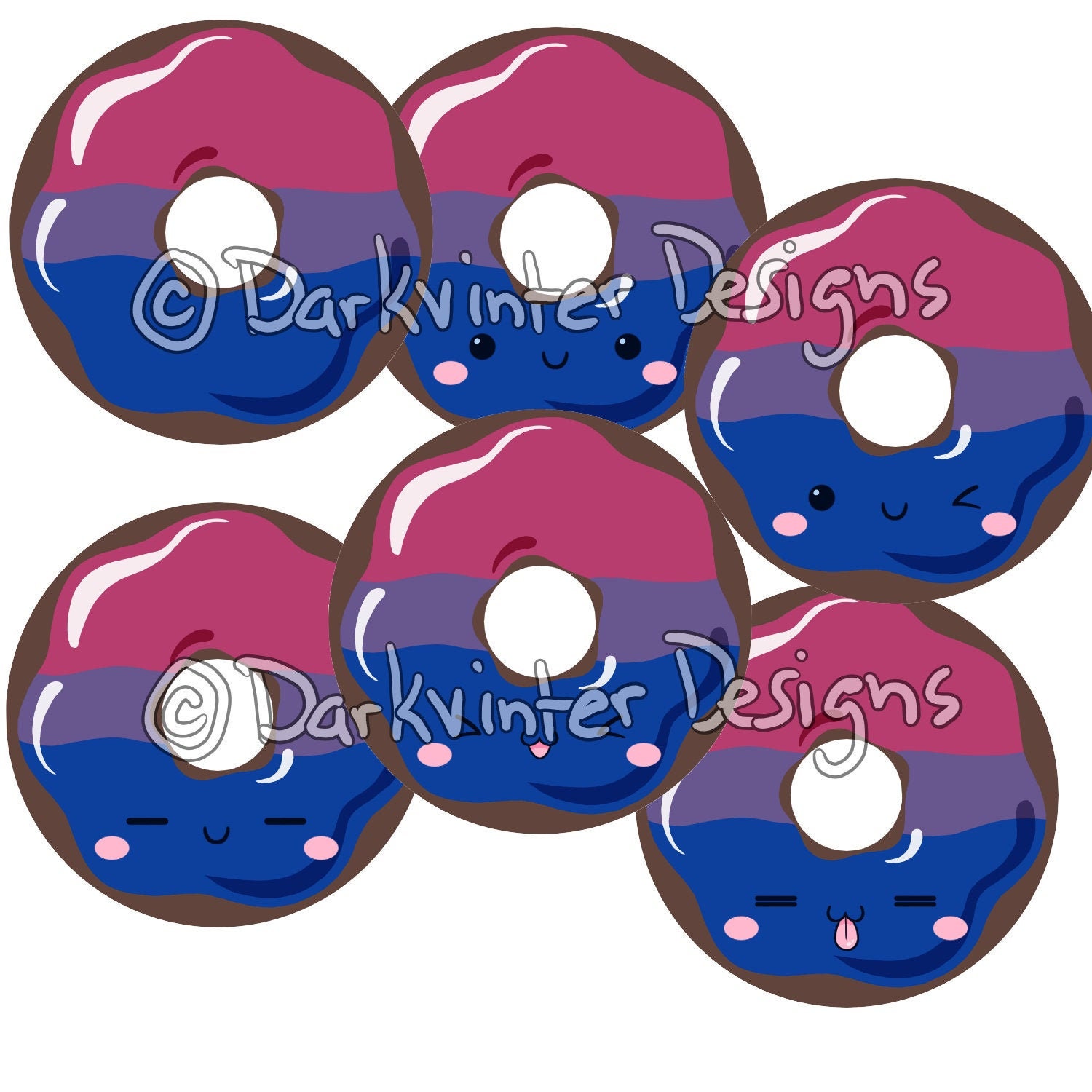 printable bi pride flag donut stickers etsy