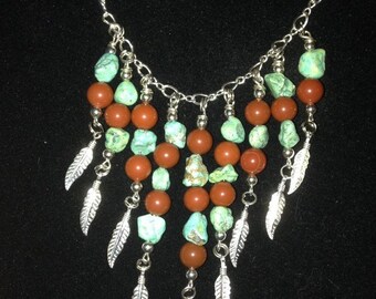Turquoise, Jasper and Sterling Necklace