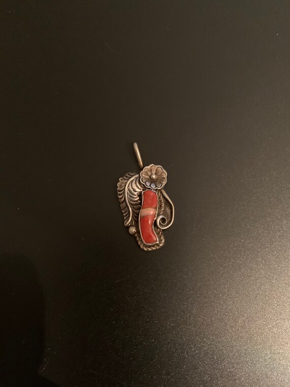 Southwest Native American Red Coral Pendant - image 5