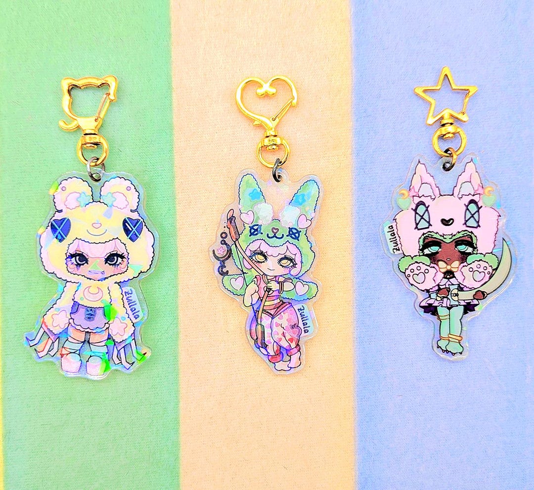 Kawaii, Pastel Anime Keychains, Bag Charms, Bag Accessories - Etsy
