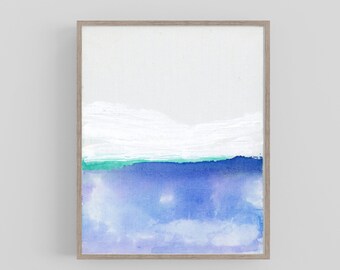 Original minimalist ocean art painting, abstract coastal wall art tropical painting on canvas // Horizon 009