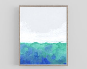 Horizon 13  Small original abstract ocean painting on linen panel 8x10 inches