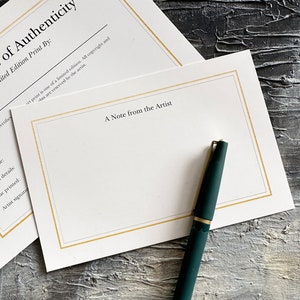 Simple, Fillable Artist Thank You Note Cards | Matches Simple Fillable Certificate of Authenticity