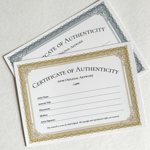 Classic, Vintage Border Certificate of Authenticity for Art