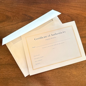 Carte di certificato di autenticità generiche per prodotti fatti a mano, artigianato e artigiani